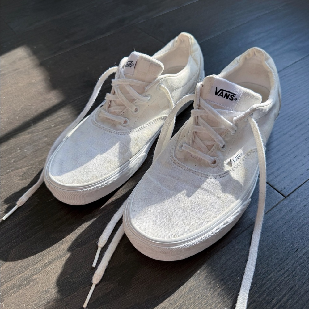 Vans Women's White Checkered Sneakers - Picture 2 of 4